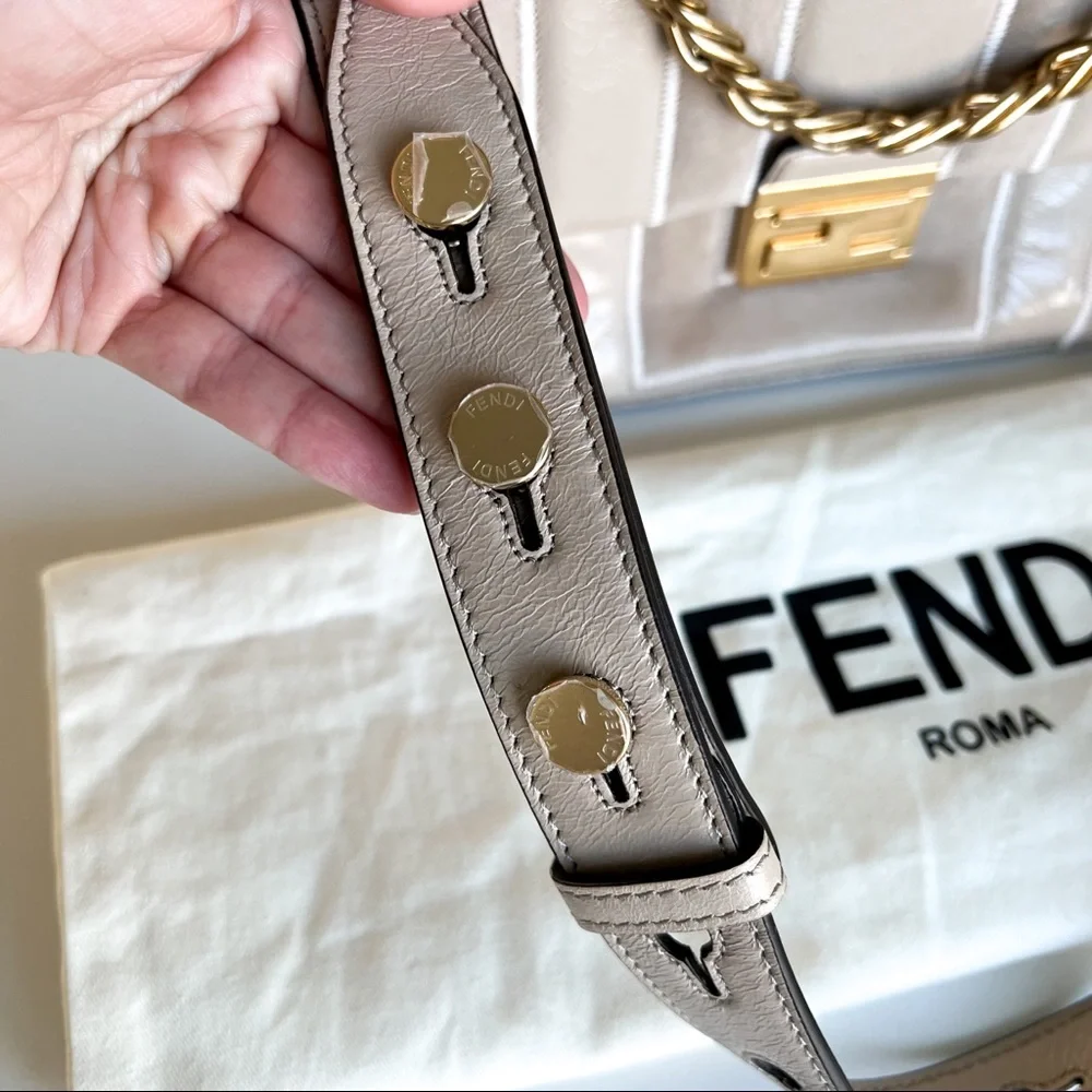FENDI Authentic Embossed Kan U Bag in Nude - Picture 11 of 16